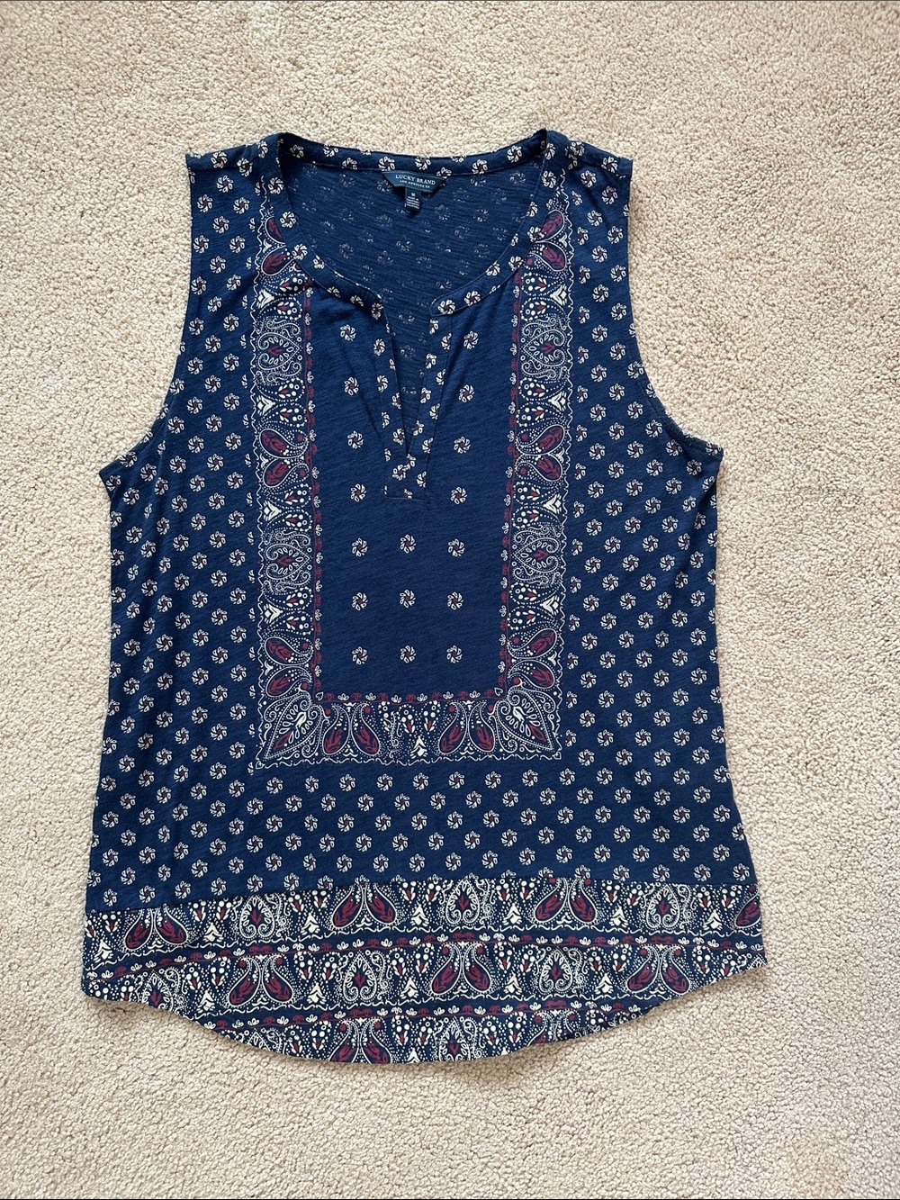 Lucky Brand Navy Paisley-Print Sleeveless Tank